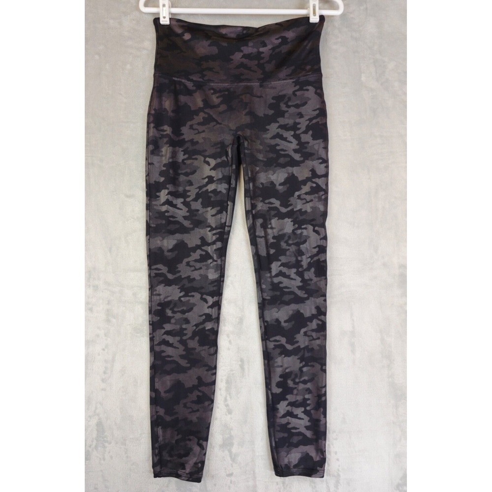 Spanx Jean Pants Leggings Womens Large Black Gray‎ Camo Pull On Skinny Slimming